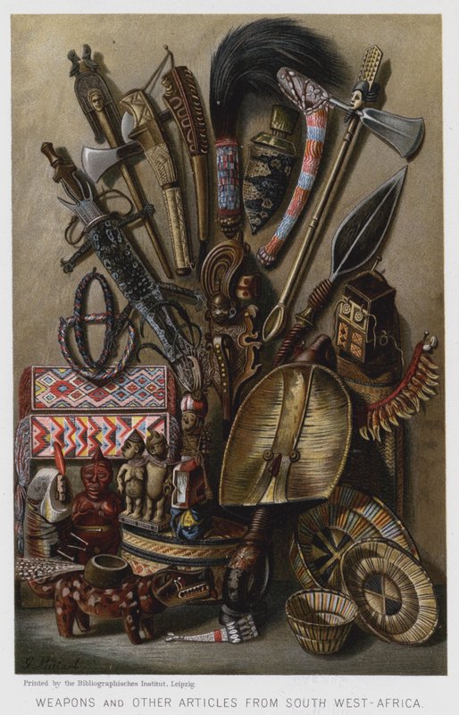 Armas e Outros Artigos do Sudoeste Africano (chromolitho) de European School