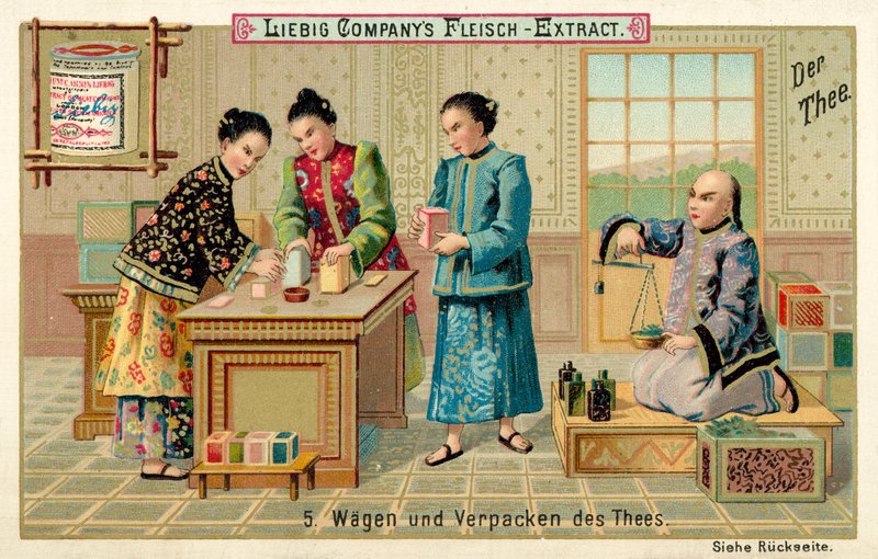 Pesagem e embalagem de chá (chromolitho) de European School