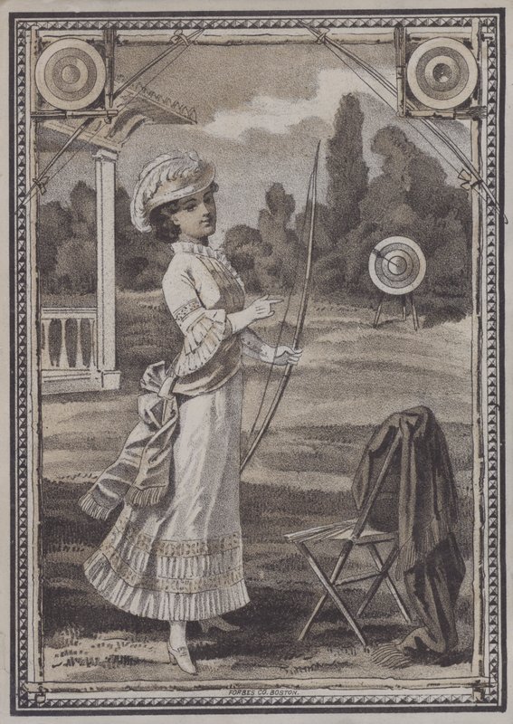 Mulher que faz tiro com arco e flecha (litho) de European School