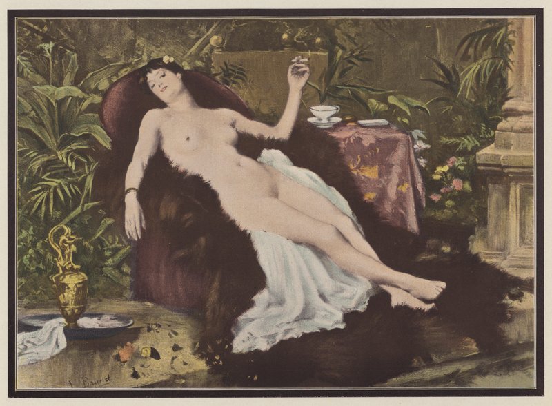 Mulher a fumar depois de um banho (cor litho) de European School