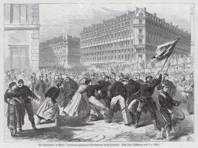 Mulheres que atacam gendarmes capturados e são escoltadas pela Guarda Nacional, Comuna de Paris de European School