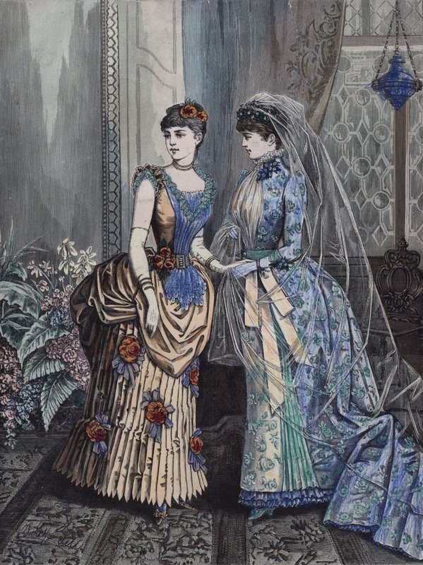 Moda feminina, final do século XIX (gravura a cores) de European School
