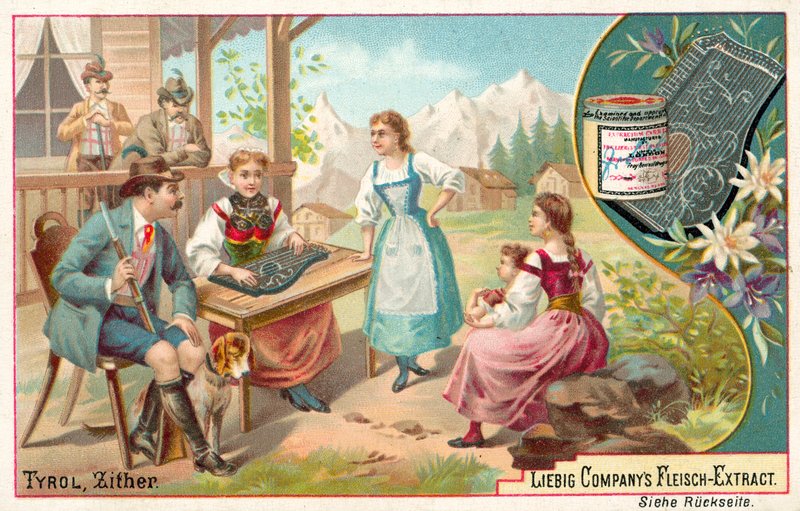 Zither, Tyrol (cromolitho) de European School