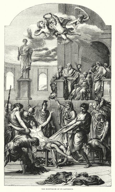 O Martírio de São Lourenço (gravura) de Eustache (after) Le Sueur