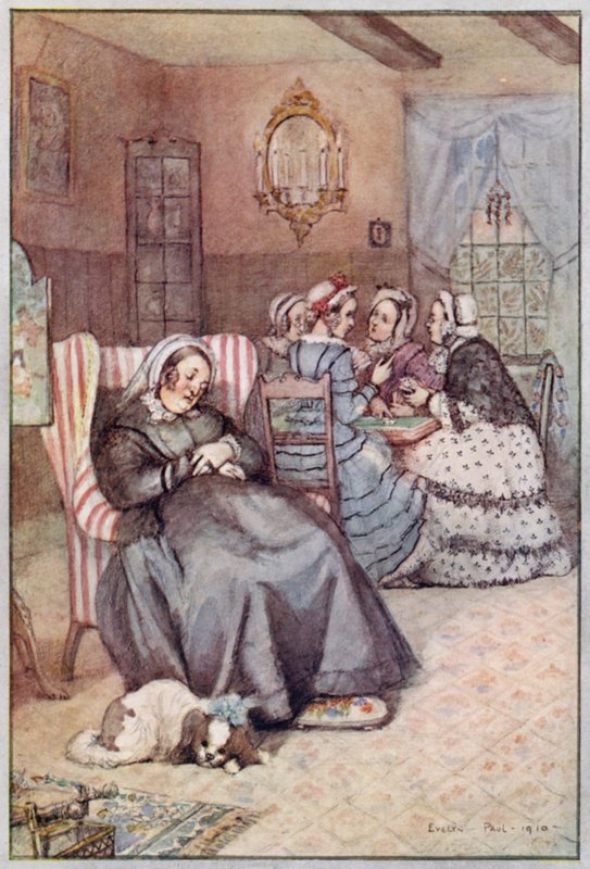 Ilustração para Cranford pela Sra. Gaskell (cor litho) de Evelyn Paul
