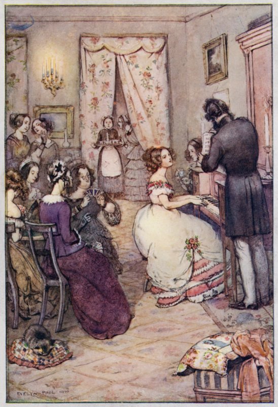 Ilustração para Cranford pela Sra. Gaskell (cor litho) de Evelyn Paul