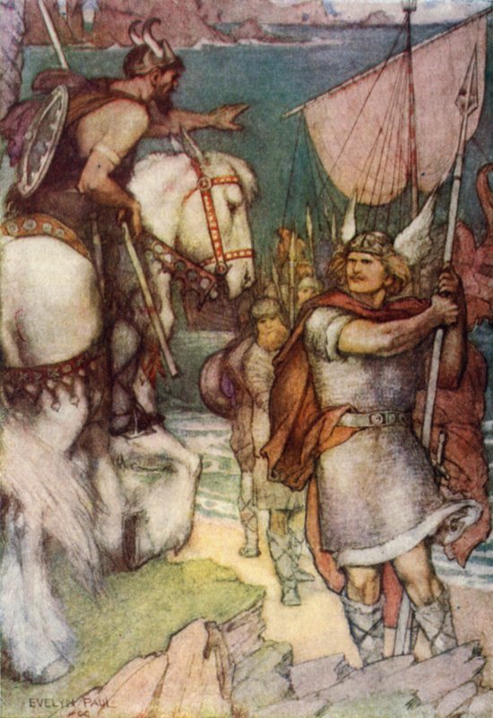 O director desafia Beowulf (cor litho) de Evelyn Paul