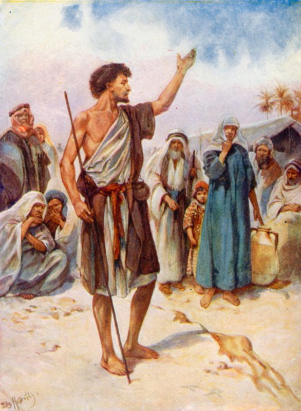Pregação de João Baptista (cor litho) de Evelyn Stuart Hardy