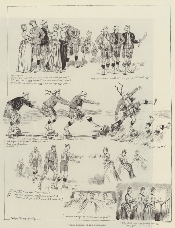 Três, pescadores, em, a, altiplanos de Evelyn Stuart Hardy