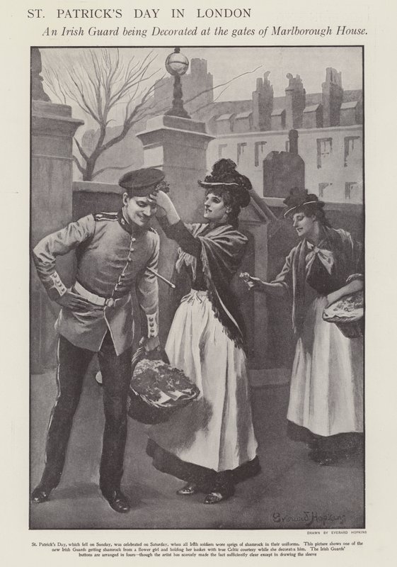 Dia de São Patrício em Londres (litho) de Everard Hopkins
