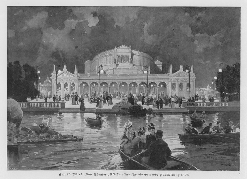 O Teatro Alt-Berlin, construído para a Grande Exposição Industrial de Berlim, Alemanha de Ewald Thiel