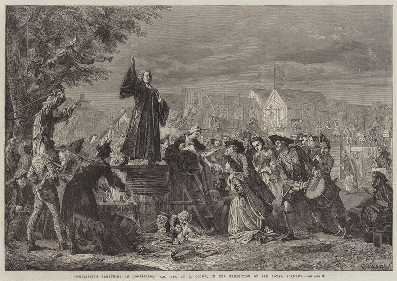 Whitefield pregando em Moorfields, em 1742 dC de Eyre Crowe