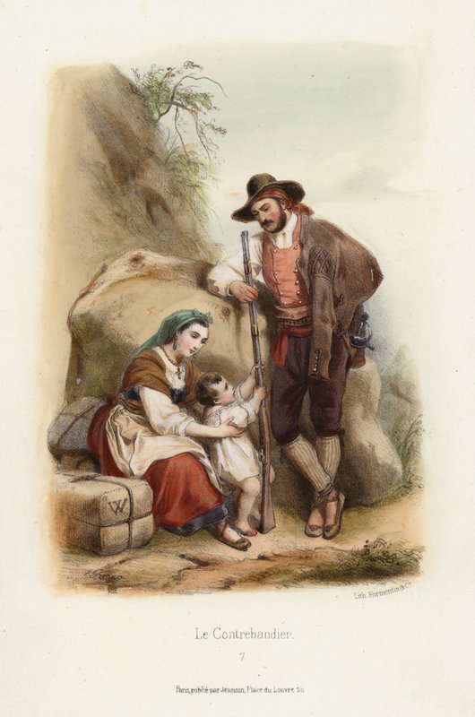 Le Contrebandier (O Contrabandista) (cor litho) de F. Grenier