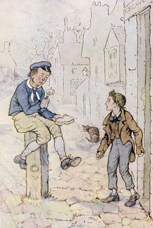 Ilustração para Oliver Twist (cor litho) de F. M. B. Blaikie
