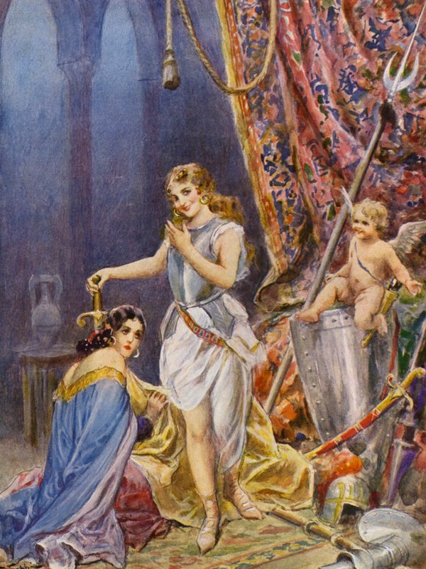 La Gerusalemme Liberata de Torquato Tasso: Canto VI, estrofe 92 (litografia a cores) de Fabio Fabbi