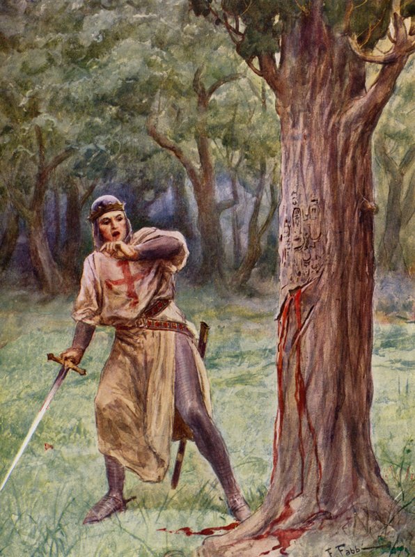 La Gerusalemme Liberata de Torquato Tasso: Canto XIII, estrofe 41 (litografia a cores) de Fabio Fabbi