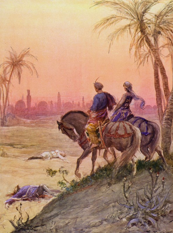 La Gerusalemme Liberata de Torquato Tasso: Canto XIX, estrofe 102 (litografia a cores) de Fabio Fabbi