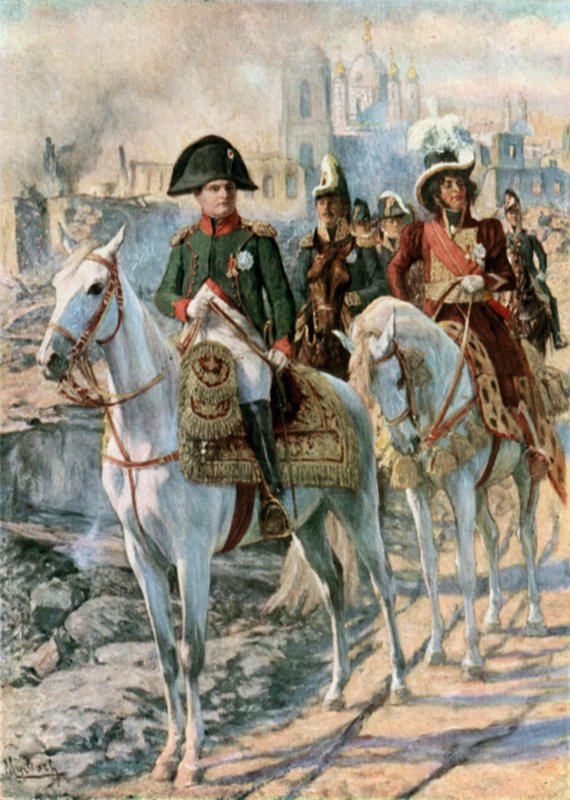 Napoleão em meio às ruínas de Smolensk de Felicien baron de Myrbach Rheinfeld
