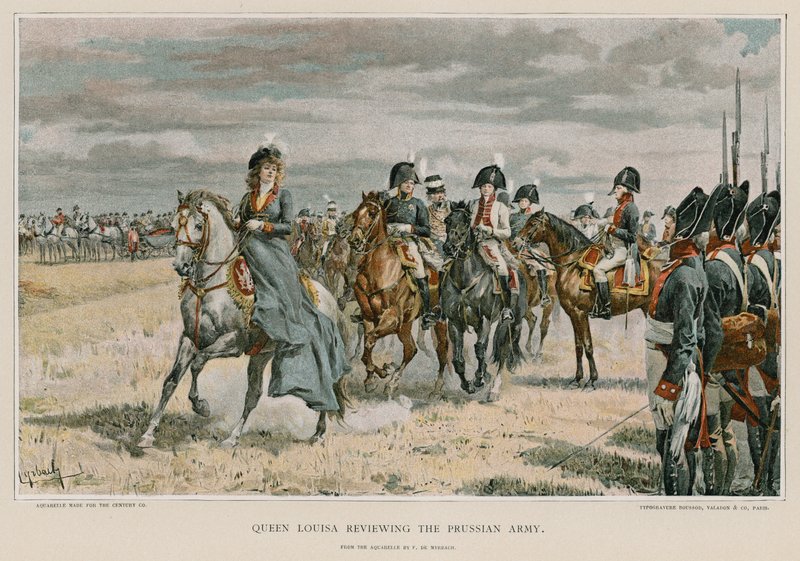 Rainha Louisa revisando o exército prussiano de Felicien baron de Myrbach Rheinfeld