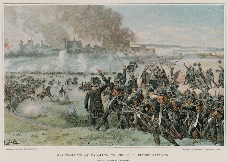 Reaparecimento de Napoleão no campo antes de Ratisbona de Felicien baron de Myrbach Rheinfeld