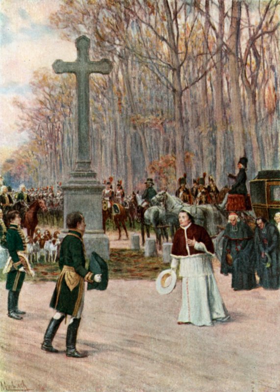 O Encontro de Napoleão e o Papa em Fontainebleau de Felicien baron de Myrbach Rheinfeld