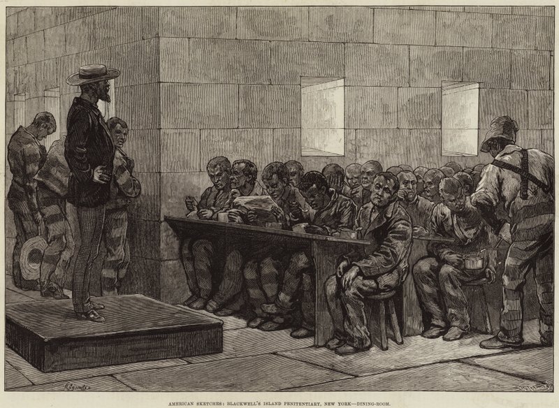 Esboços Americanos, Penitenciária De Ilha De Blackwell, Nova Iorque, Sala De Jantar de Felix Regamey