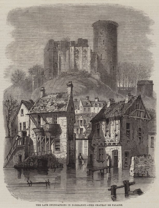 As tardias inundações na Normandia, o Chateau de Falaise de Felix Thorigny