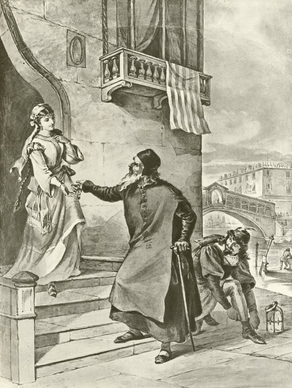 O Mercador de Veneza. Ato II, Cena V (gravura) de Felix Octavius Carr Darley