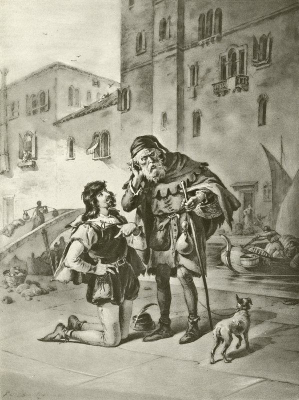 O mercador de Veneza. Ato II, Cena II (gravura) de Felix Octavius Carr Darley