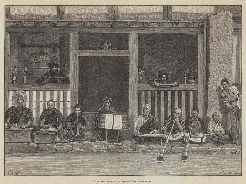 Sacerdotes budistas em Darjeeling, Himalaia de Felix Regamey