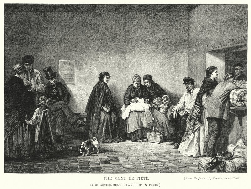 O Mont de Piete, a Loja do Peão do Governo em Paris (gravura) de Ferdinand (after) Heilbuth