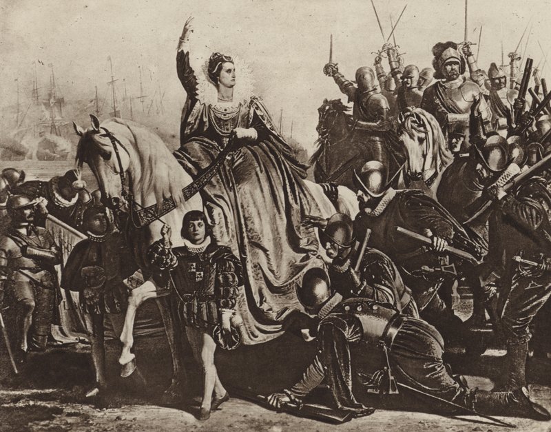 Rainha Elizabeth em Tilbury (fotogravura) de Ferdinand II Piloty