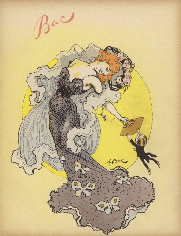 Homem agarrado ao leque de uma bela mulher (cor litho) de Ferdinand Sigismund Bac