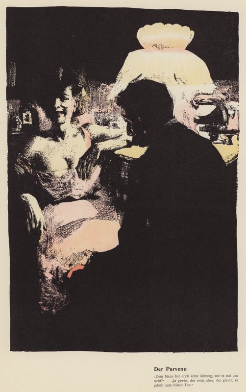 O parvenu (lito colorido) de Ferdinand von Reznicek