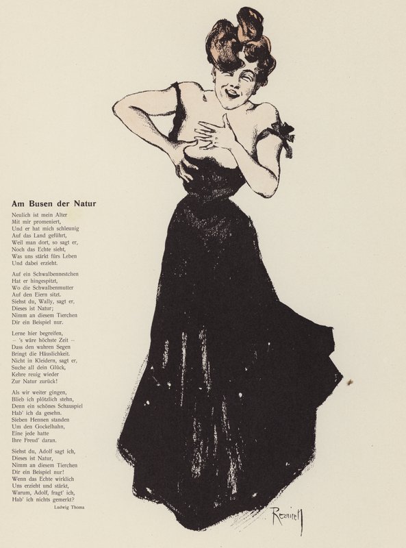 Mulher a rir (cor litho) de Ferdinand von Reznicek