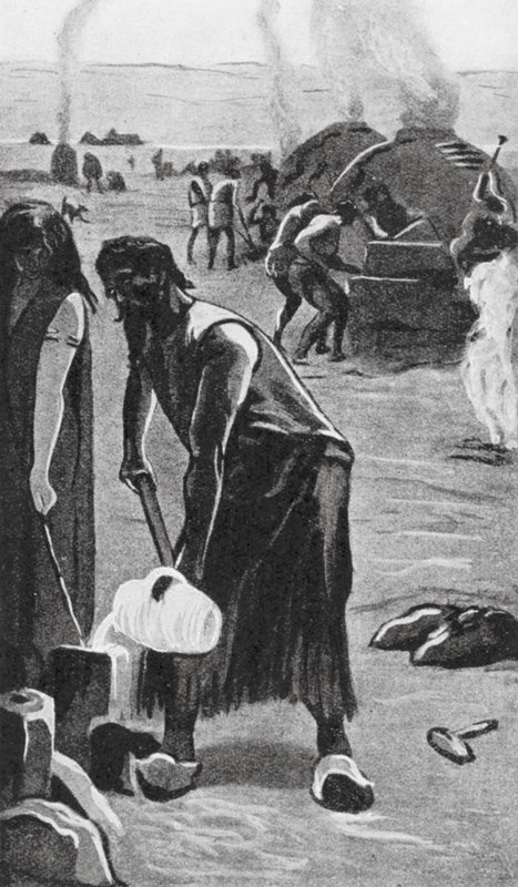 A Idade do Bronze e do Ferro (litografia) de Fernand (after) Cormon