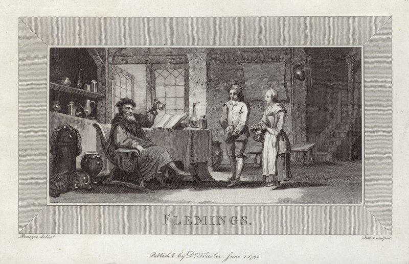 Flamengos Gravura de servos e mestre. de Flemish School