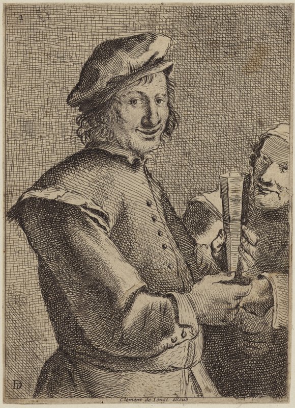 Retrato, de, um, sorrindo, homem jovem de Flemish School