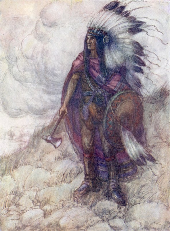 Pantera Grande e Pequena, Chefe dos Peles Vermelhas (litografia a cores) de Flora White