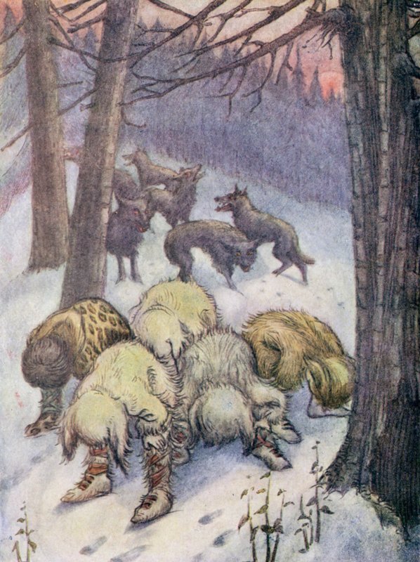 Lobos (litografia a cores) de Flora White