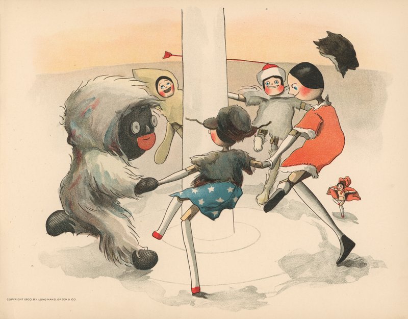 Ilustração para as aventuras polares de Golliwoggs de Florence K. Upton
