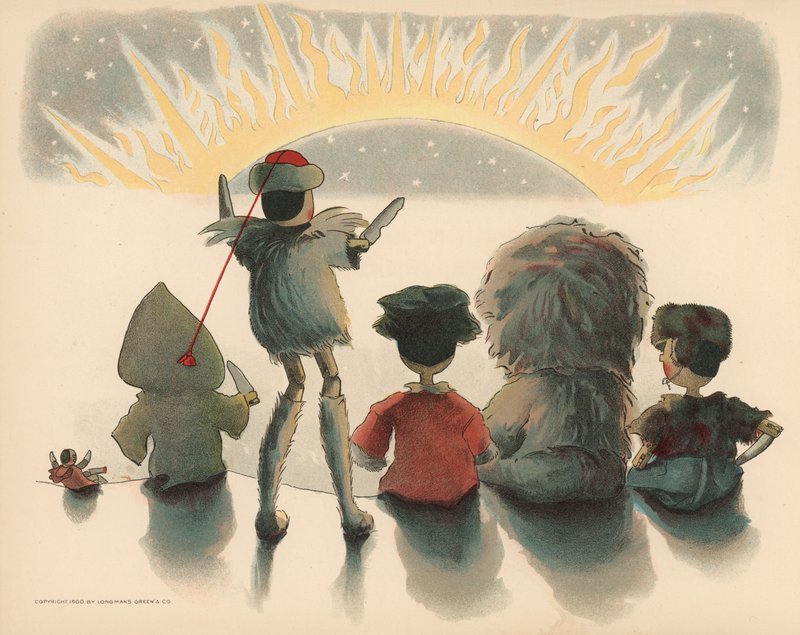 Ilustração para as aventuras polares de Golliwoggs de Florence K. Upton