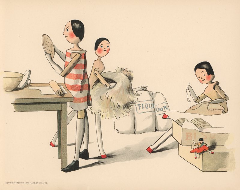 Ilustração para as aventuras polares de Golliwoggs de Florence K. Upton