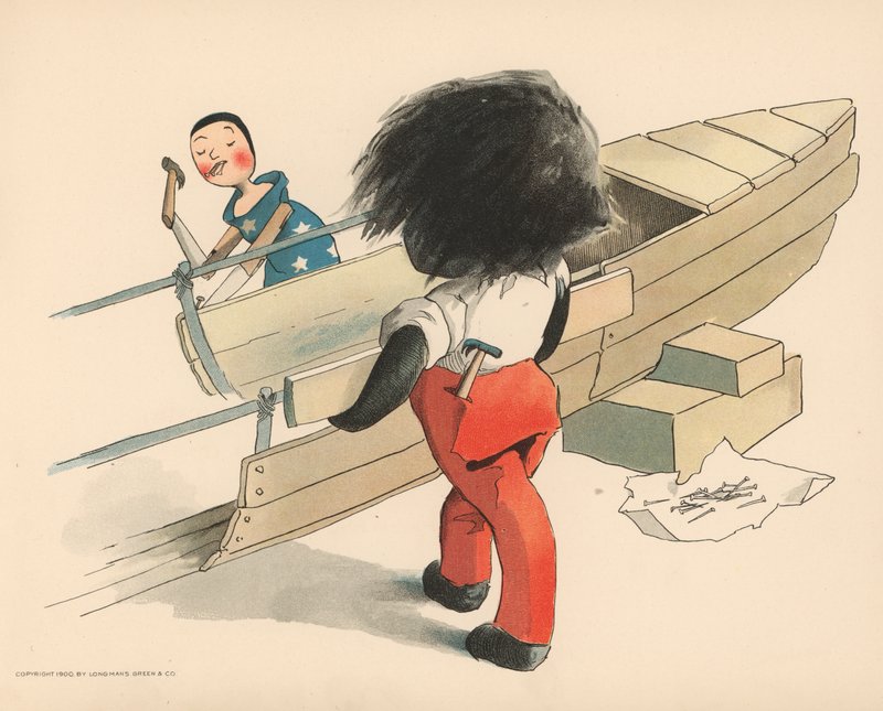 Ilustração para as aventuras polares de Golliwoggs de Florence K. Upton