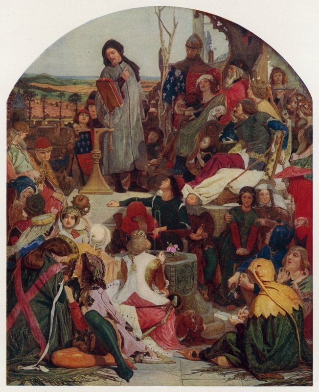 Geoffrey Chaucer na corte do rei Edward III da Inglaterra de Ford Madox Brown