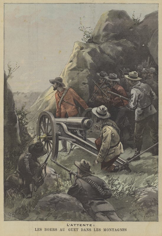 Boers se preparando para realizar uma emboscada nas montanhas de Fortune Louis Meaulle