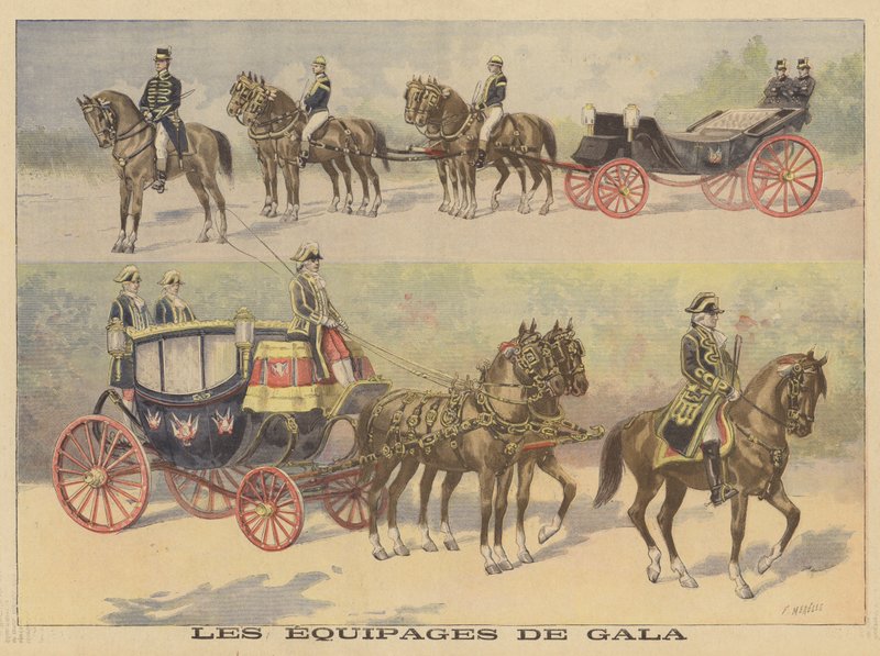 Carruagens usadas pelo czar e czarina da Rússia em sua visita à França de Fortune Louis Meaulle