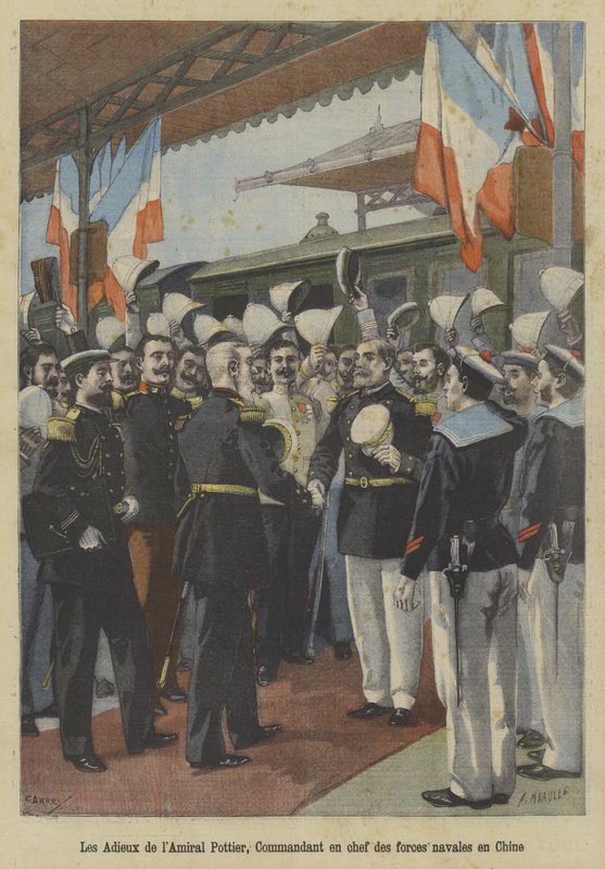Despedidas do almirante Edouard Pottier, comandante das forças navais francesas na China de Fortune Louis Meaulle