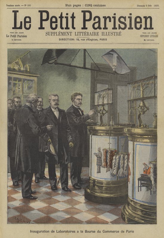 Inauguração de laboratórios na Bolsa de Comuns de Paris de Fortune Louis Meaulle