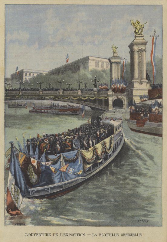 Abertura da 1900 Exposição Universelle em Paris: a flotilha oficial de Fortune Louis Meaulle
